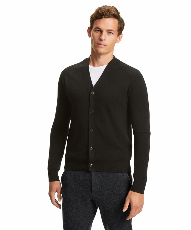 FALKE Herren Cardigan V-Ausschnitt, S, Schwarz, Uni, Kaschmir, 60184-300002 günstig online kaufen