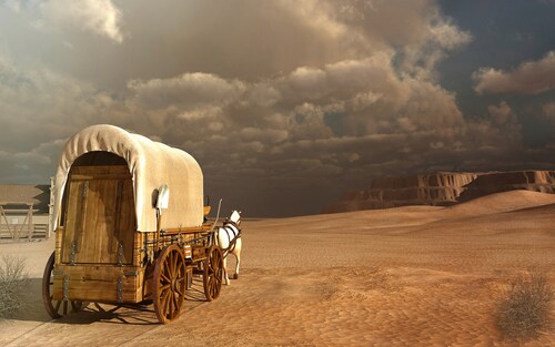 Papermoon Fototapete »Western Wagon« günstig online kaufen