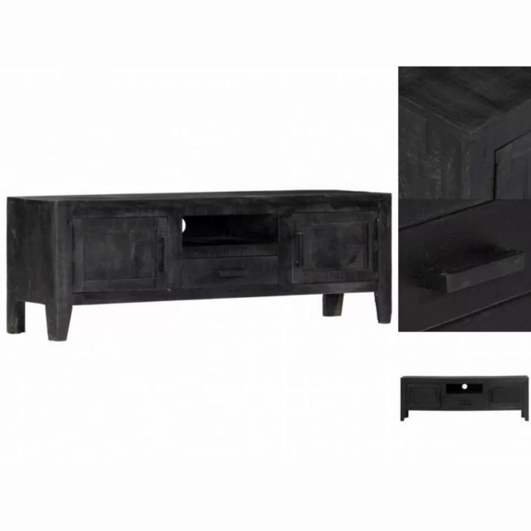 Tv-schrank Schwarz 118 X 30 X 40 Cm Massivholz Mango günstig online kaufen