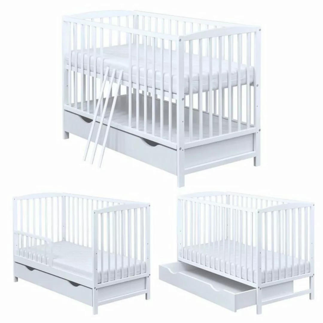 Baby-Delux Babybett Milo Bettkasten Schutzgitter, Kinderbett 60x120 cm weiß günstig online kaufen