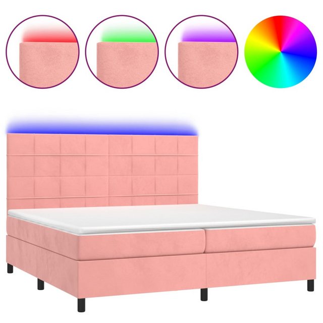 vidaXL Boxspringbett Boxspringbett mit Matratze & LED Samt (200 x 200 cm, R günstig online kaufen