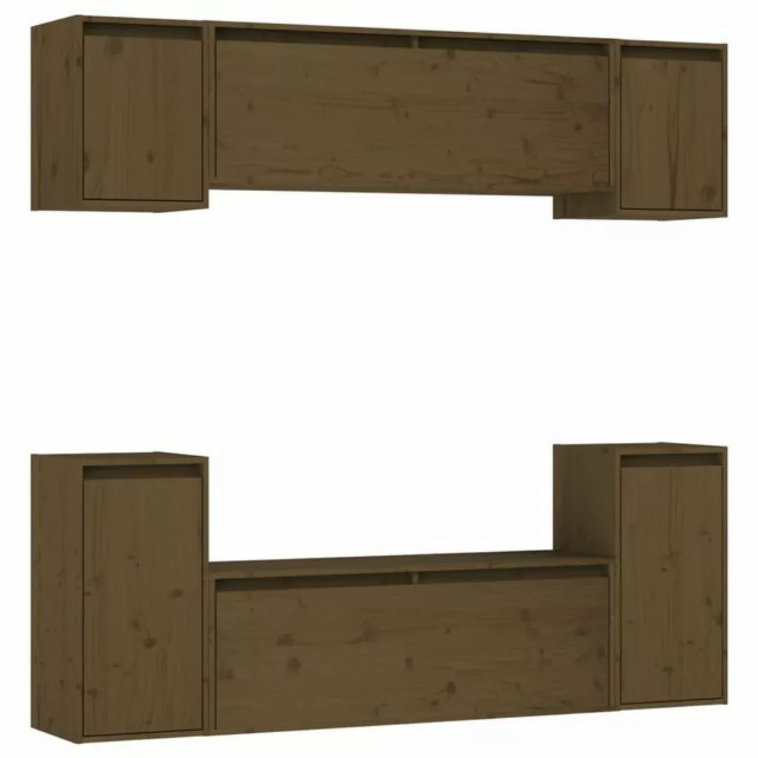 furnicato TV-Schrank TV-Schränke 6 Stk. Honigbraun Massivholz Kiefer (6-St) günstig online kaufen