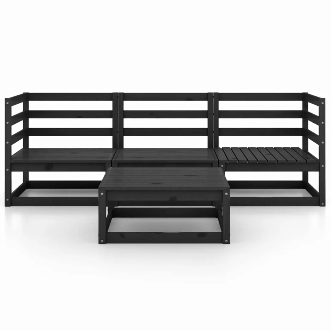 4-tlg. Garten-lounge-set Schwarz Massivholz Kiefer günstig online kaufen