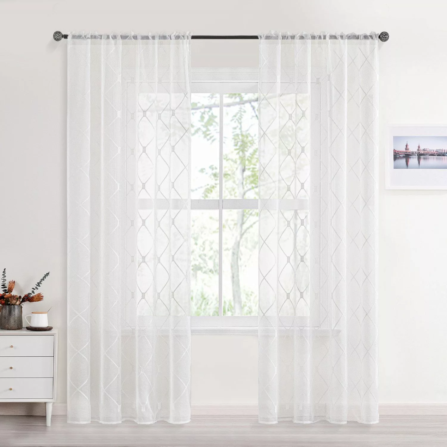 BYSURE Gardine, Stangendurchzug (2 St), halbtransparent, günstig online kaufen
