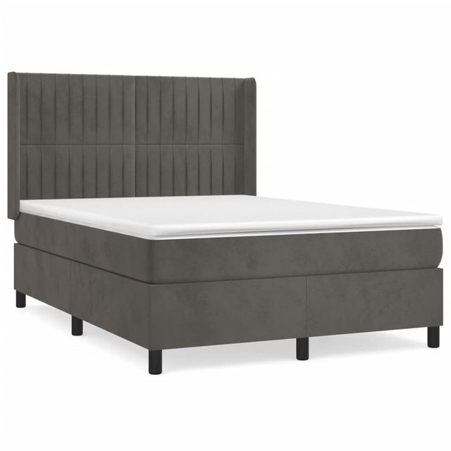 vidaXL Bettgestell Boxspringbett mit Matratze Dunkelgrau 140x200 cm Samt Be günstig online kaufen