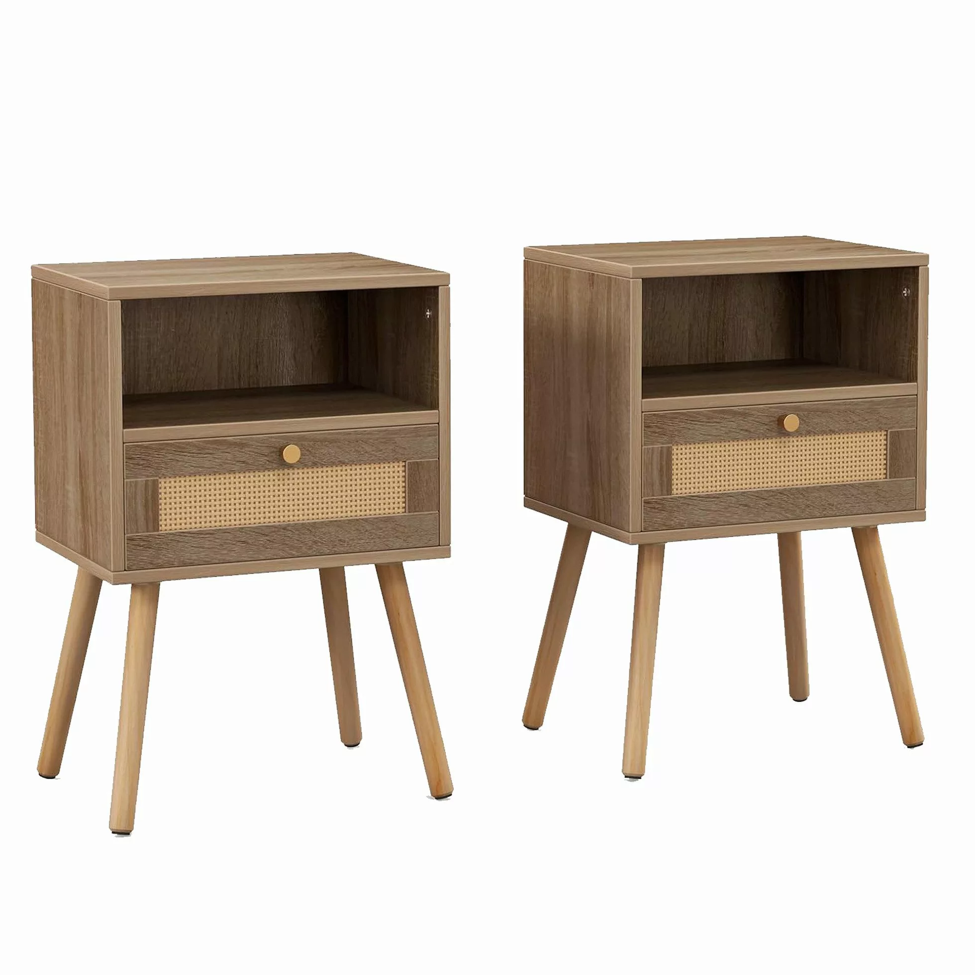 KOMFOTTEU Nachttisch (2er Set), mit Rattan-Schublade, günstig online kaufen