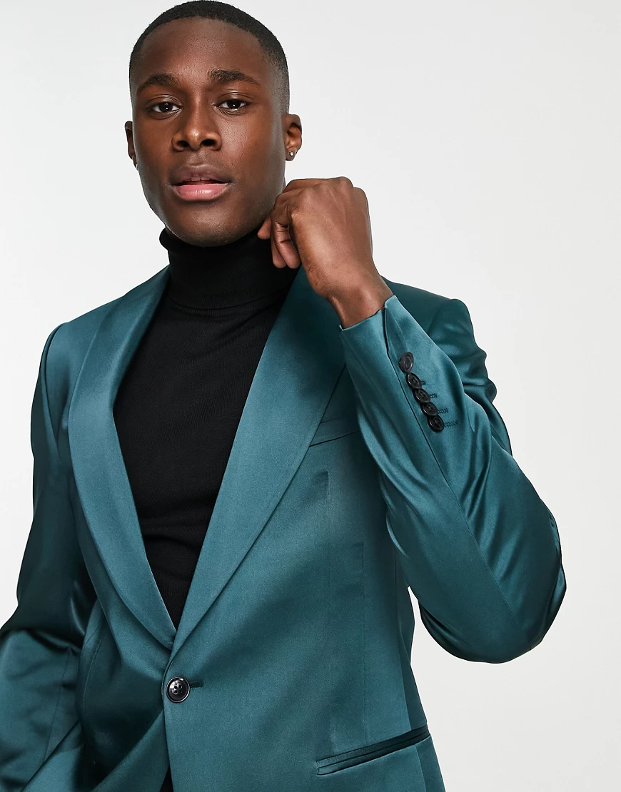 Twisted Tailor – Draco – Anzugjacke mit engem Schnitt in Tannengrün günstig online kaufen
