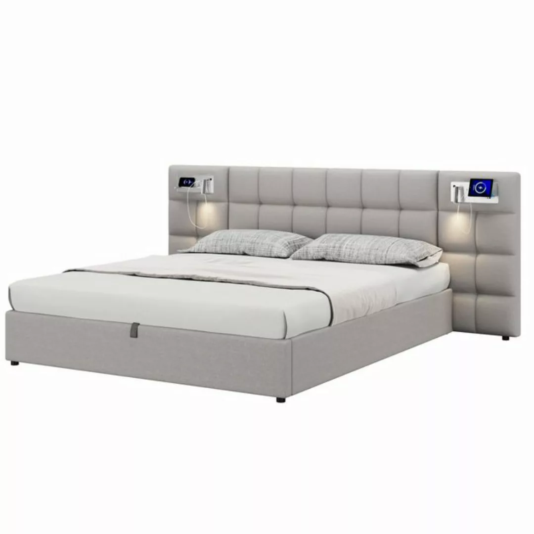 KoDise Polsterbett 180 x 200 cm Bettgestell Doppelbett mit USB port&beleuch günstig online kaufen