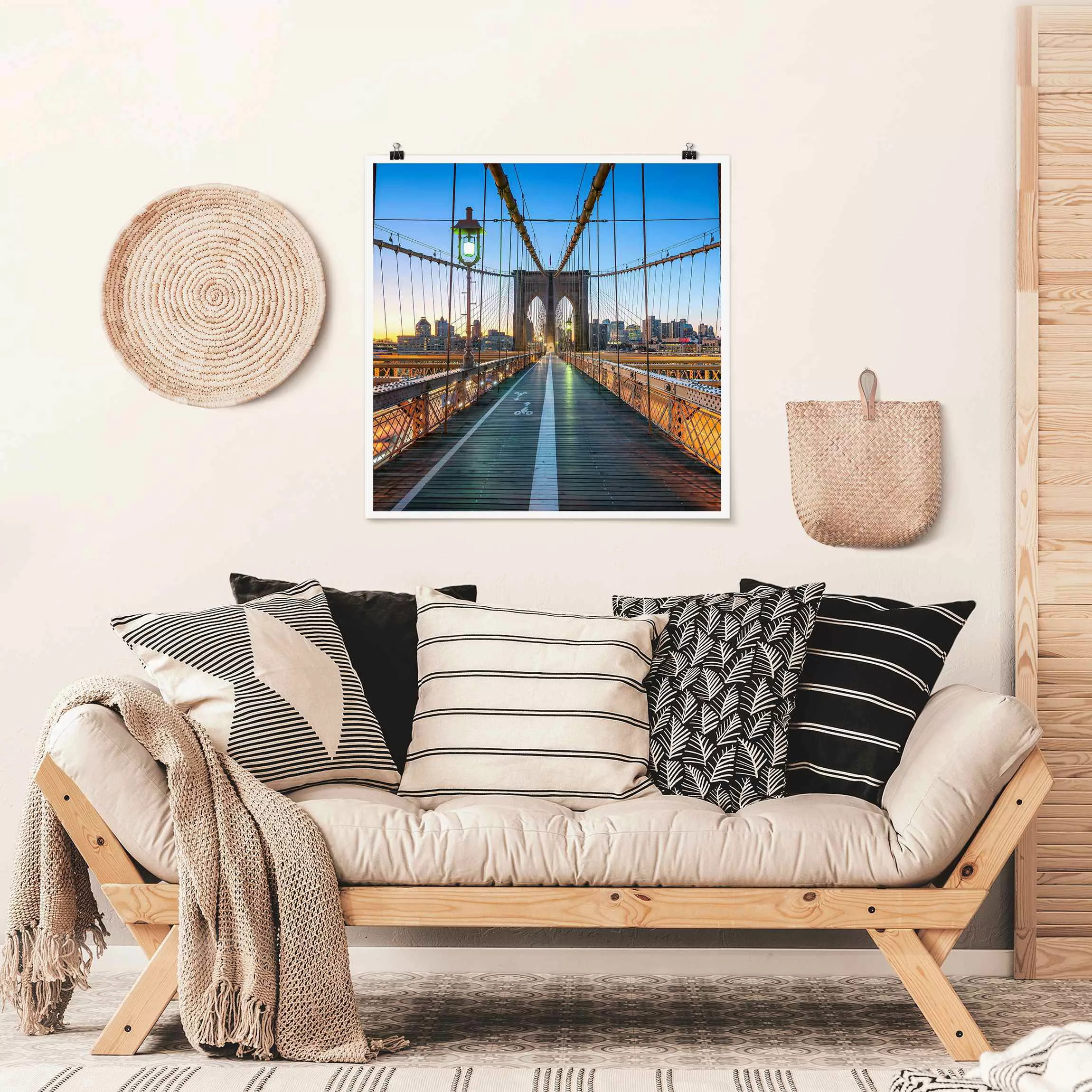 Poster Morgenblick von der Brooklyn Bridge günstig online kaufen