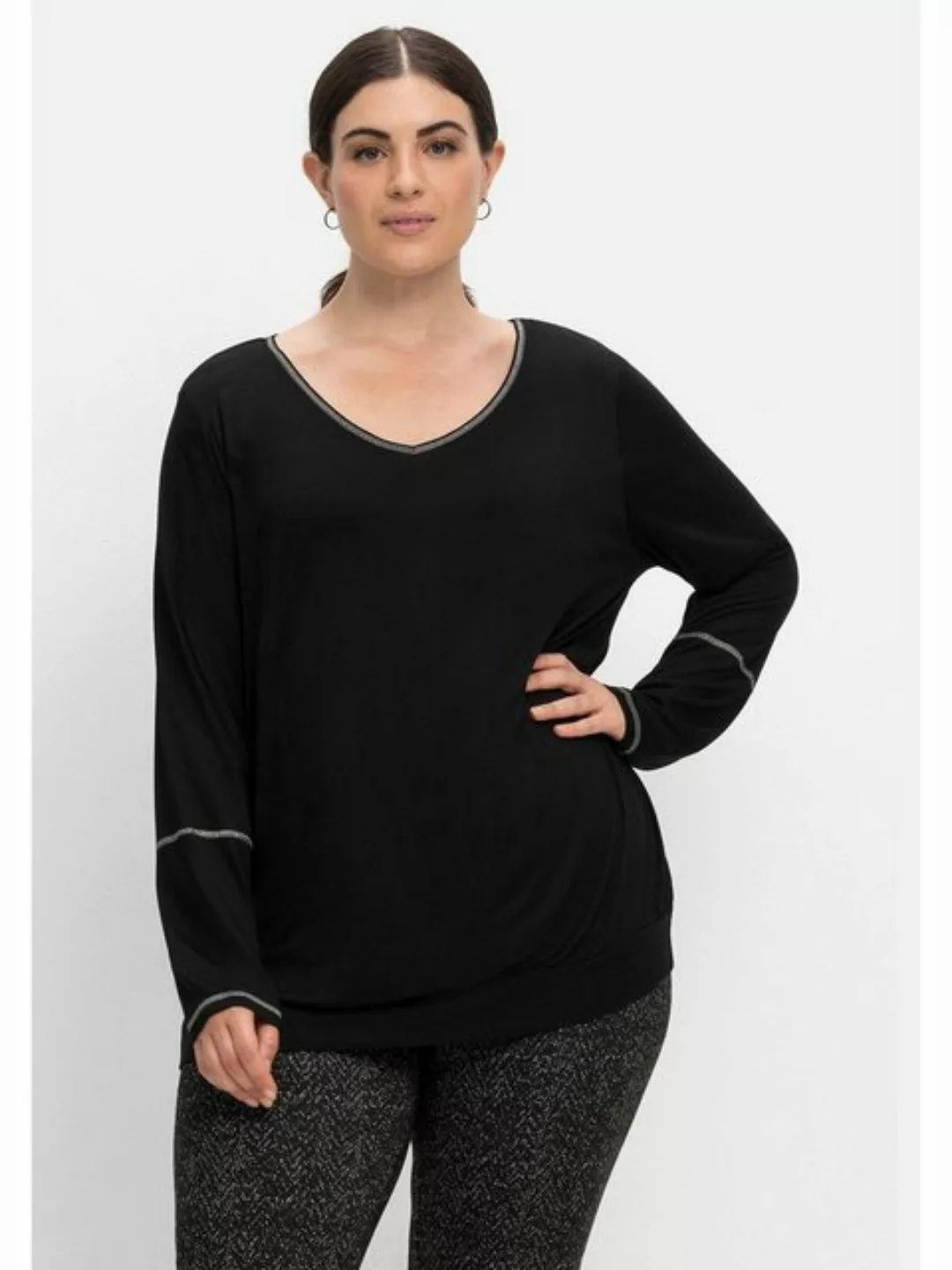 Sheego Langarmshirt "Große Größen", mit Kontrast-Ziernähten günstig online kaufen