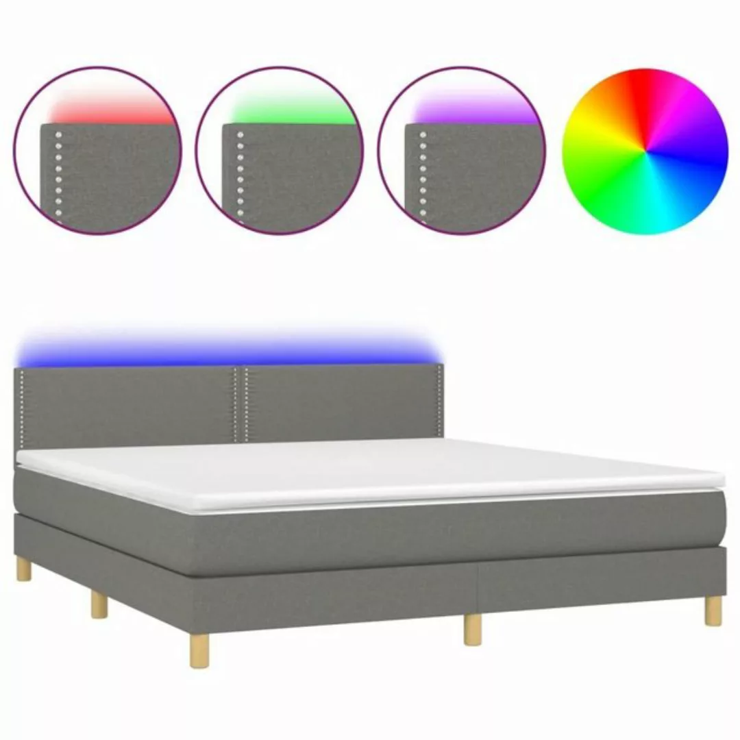 vidaXL Boxspringbett Boxspringbett mit Matratze LED Dunkelgrau 160x200 cm S günstig online kaufen