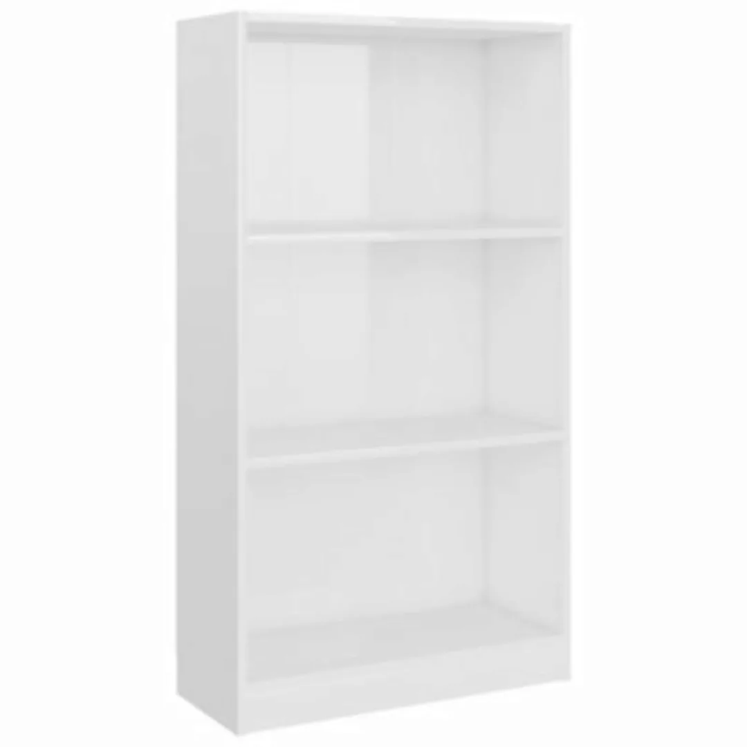 Bücherregal 3 Fächer Hochglanz-weiß 60 X 24 X 108 Cm Spanplatte günstig online kaufen