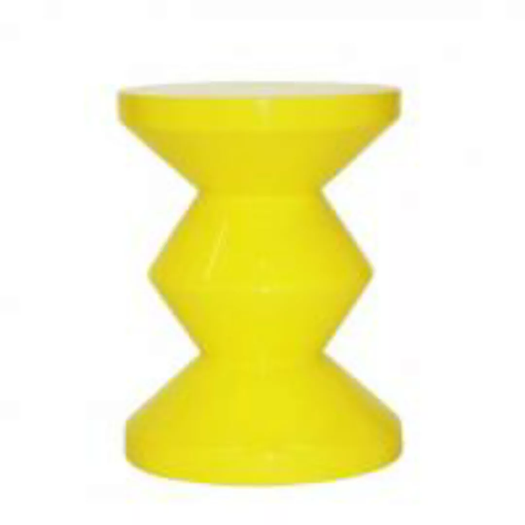 pols potten - Zig Zag Hocker - gelb/lackiert/H 46cm x Ø 35,5cm günstig online kaufen