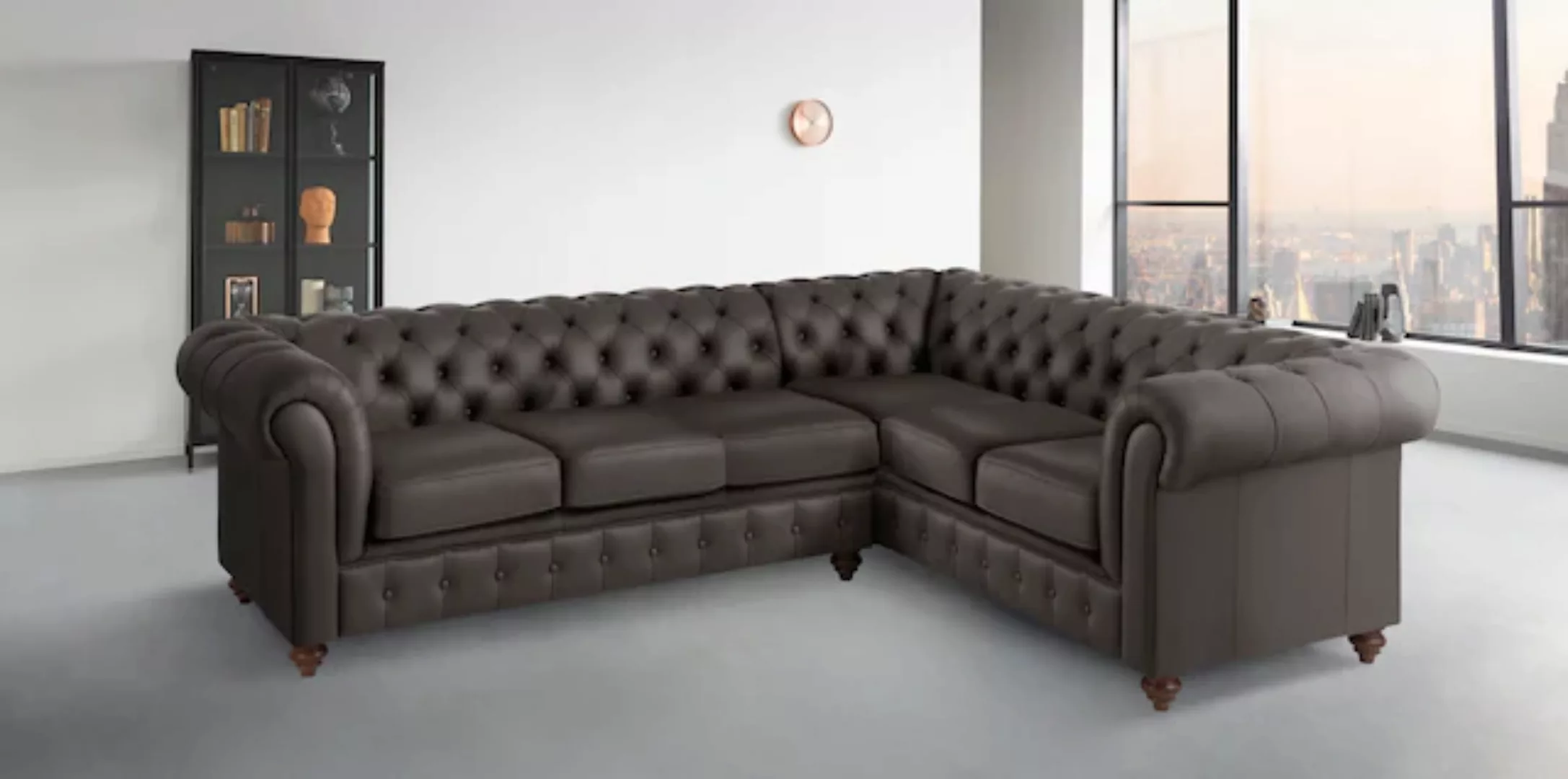 Home affaire Chesterfield-Sofa »Chesterfield Ecksofa, auch in Leder L-Form« günstig online kaufen