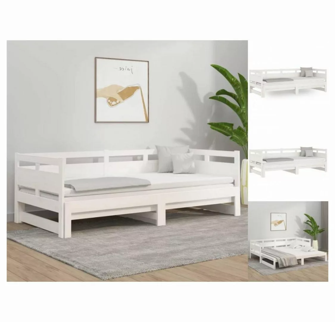 vidaXL Gästebett Tagesbett Gästebett Ausziehbar Weiß Massivholz Kiefer 2x90 günstig online kaufen