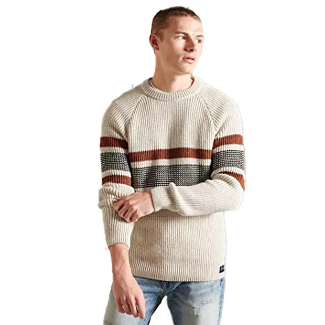Superdry Classic Pattern Crew Pullover M Ecru Stripe günstig online kaufen