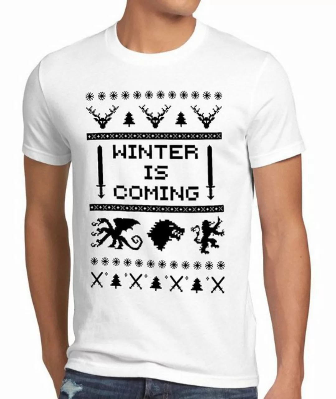 style3 Print-Shirt Herren T-Shirt 8-Bit Winter is coming thrones stark lenn günstig online kaufen