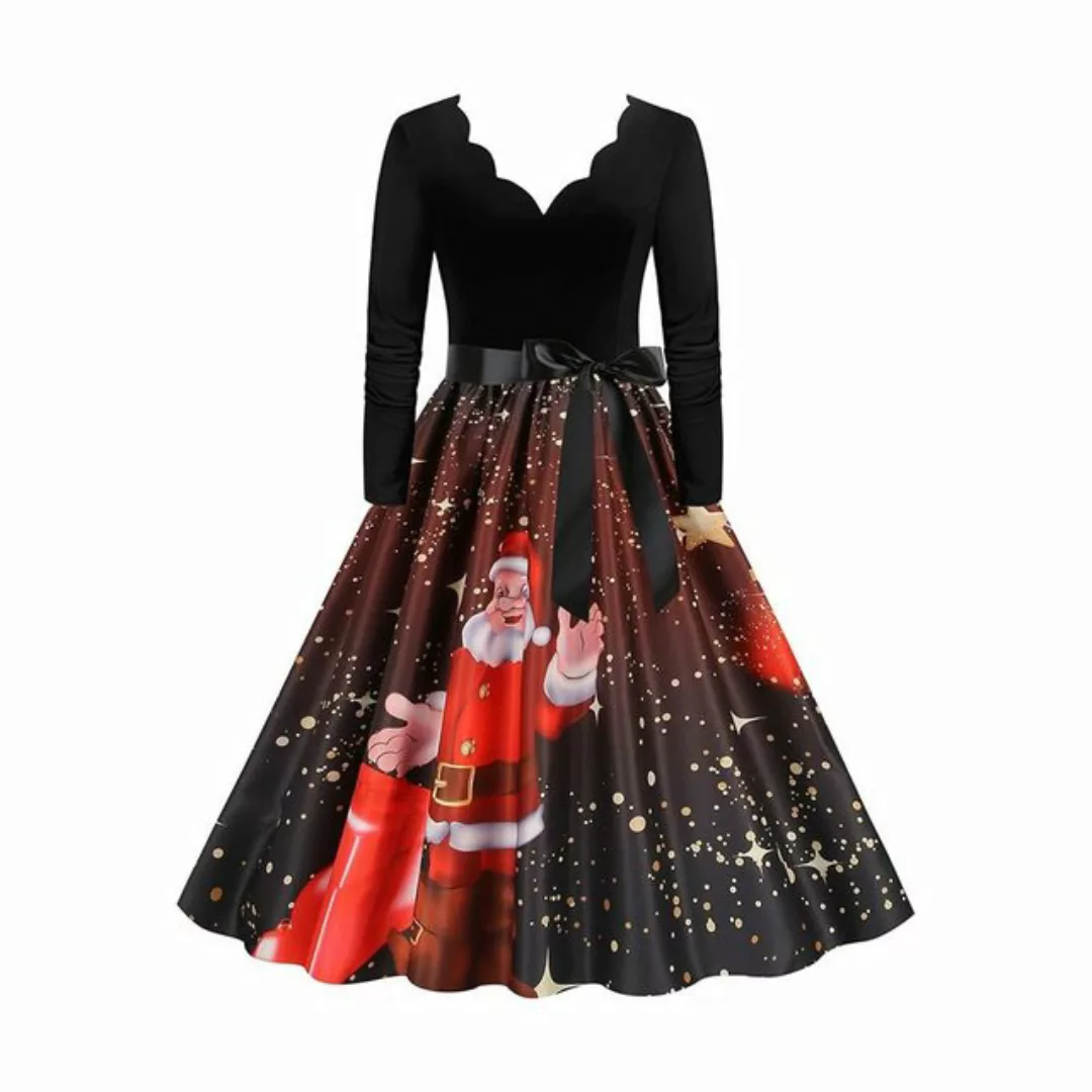 Juoungle Abendkleid Frauen Elegant Langarm V-Ausschnitt Weihnachten Abendkl günstig online kaufen