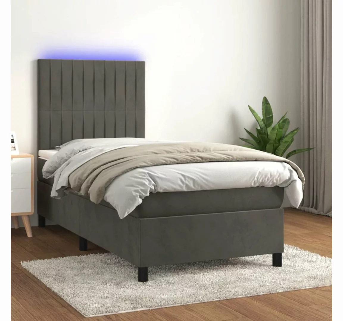 vidaXL Boxspringbett Boxspringbett mit Matratze & LED Samt (100 x 200 cm, D günstig online kaufen