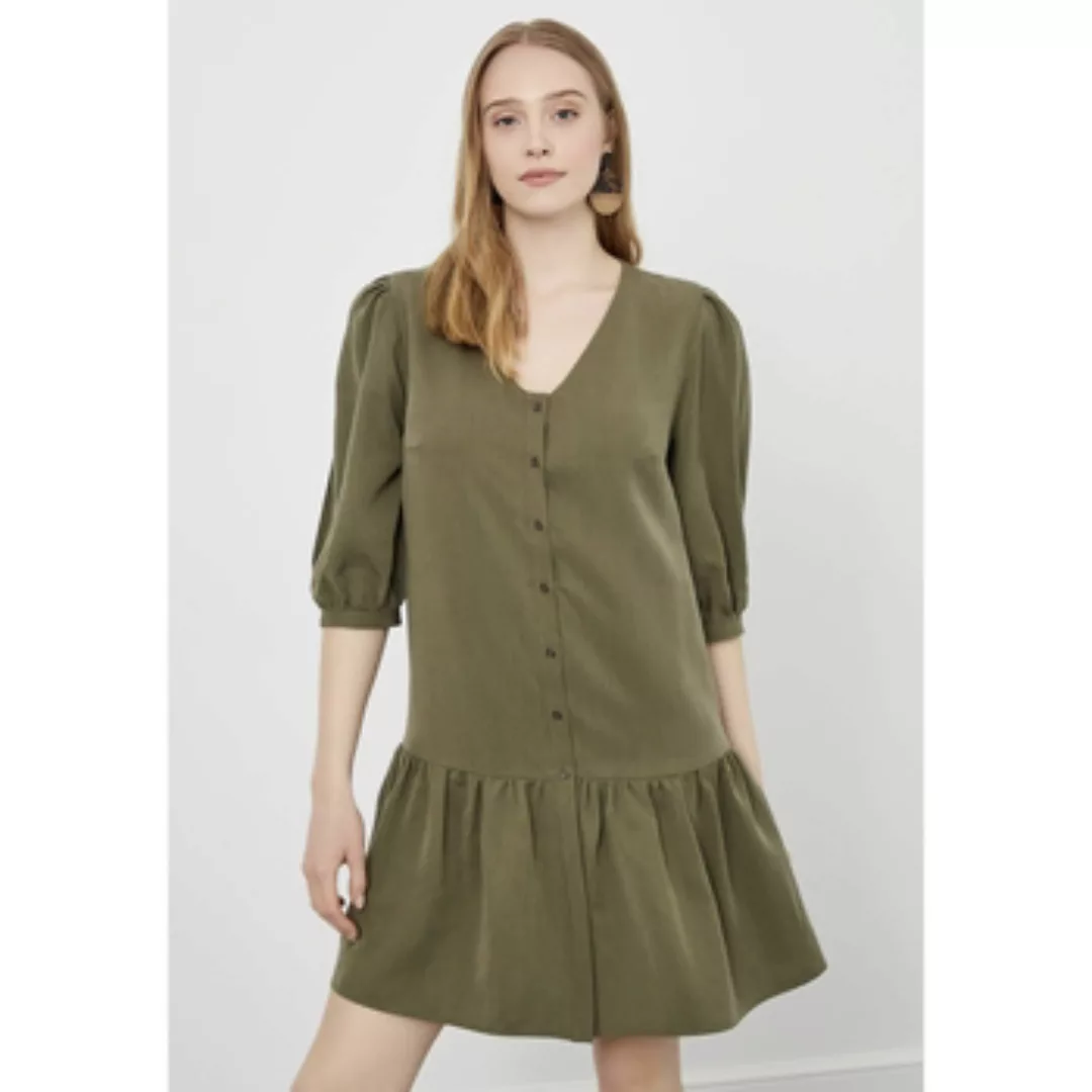 Just Like You  Kurze Kleider Khaki V Neck Mini Shirt Dress günstig online kaufen