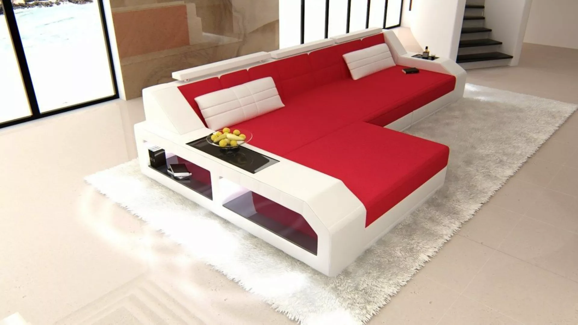 Sofa Dreams Ecksofa Stoff Couch Sofa Arezzo L Form Couch Stoffsofa, mit LED günstig online kaufen