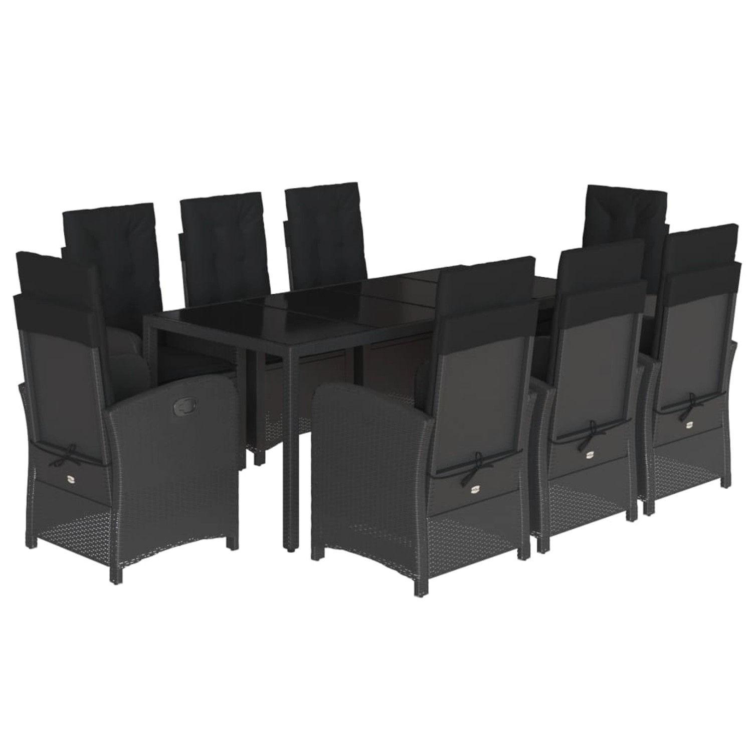 vidaXL 9-Tlg Garten-Essgruppe mit Kissen Schwarz Poly Rattan 3212211 günstig online kaufen