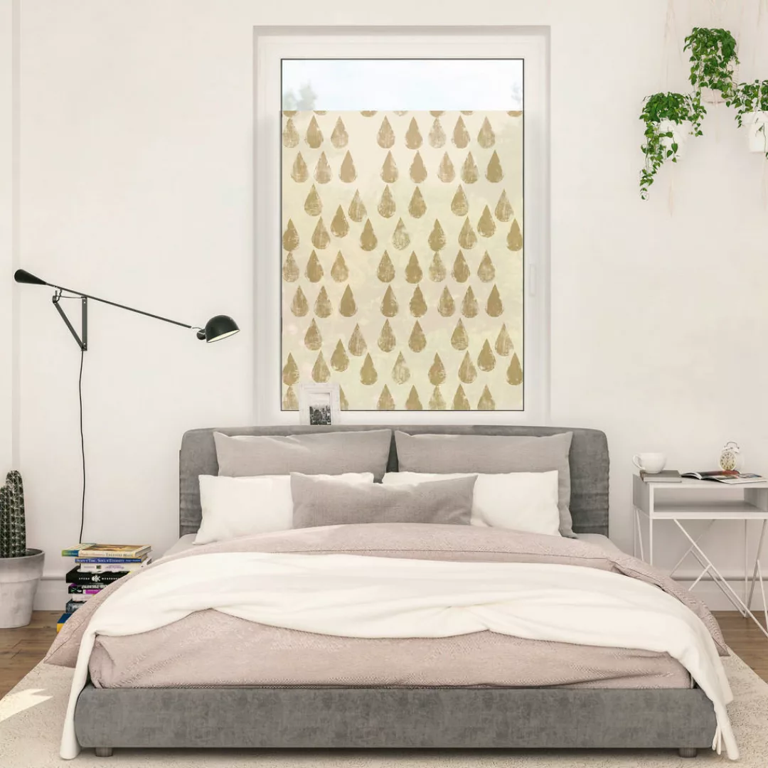 LICHTBLICK Fensterfolie Tropfen gold B/L: ca. 100x180 cm günstig online kaufen