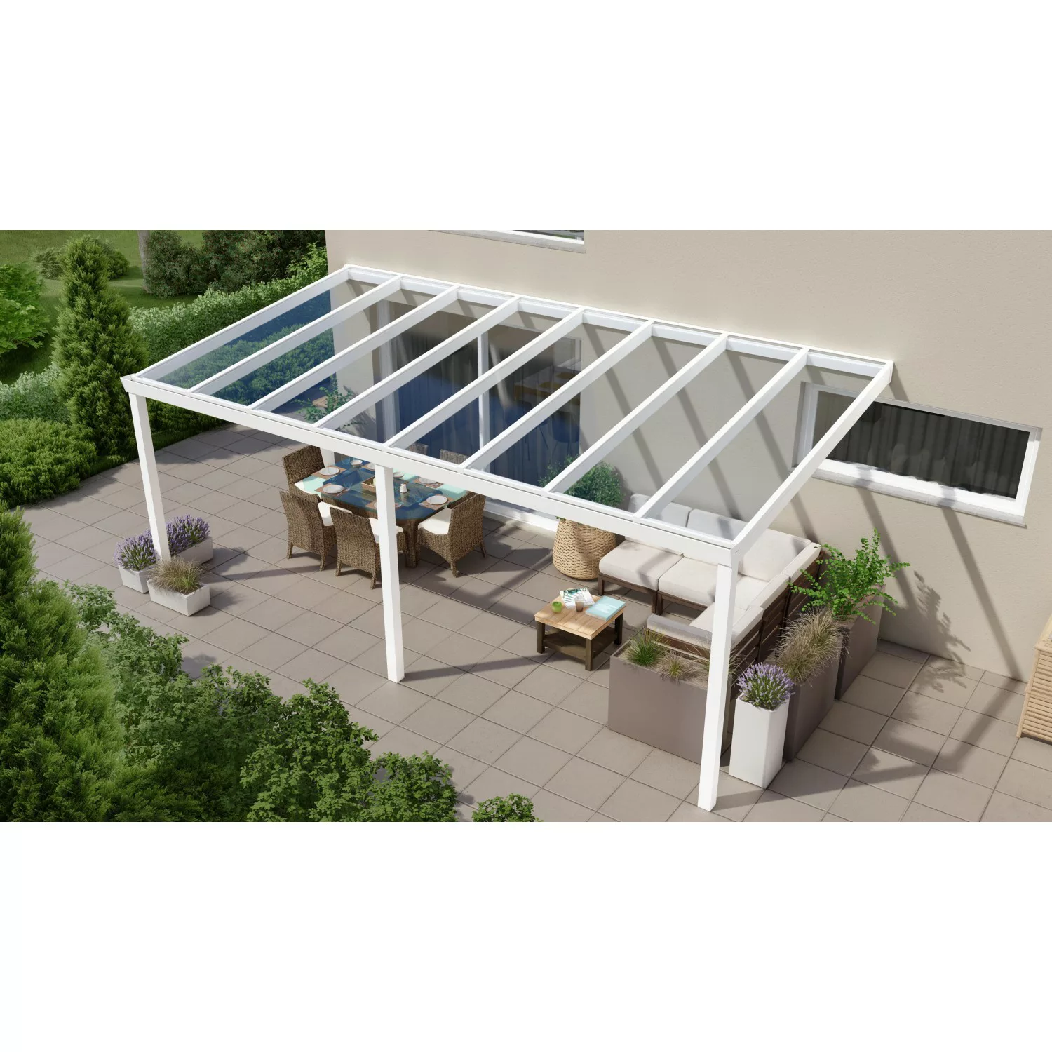 Terrassenüberdachung Professional 600 cm x 300 cm Weiß Glas günstig online kaufen