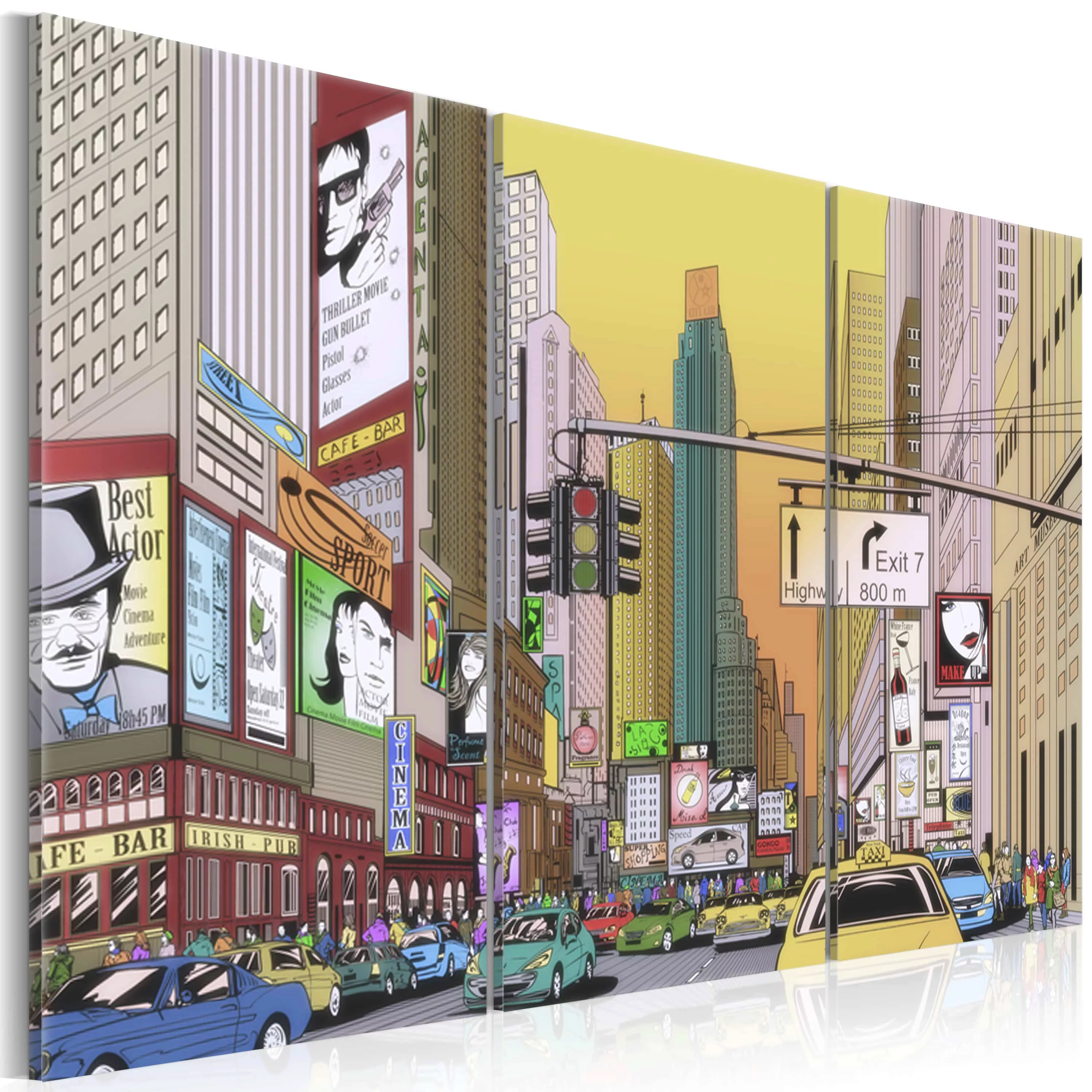 Wandbild - Großstadt aus einem Comic günstig online kaufen