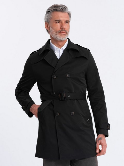 OMBRE Trenchcoat Herren-Trenchcoat SLIM FIT mit Gürtel breites Revers günstig online kaufen