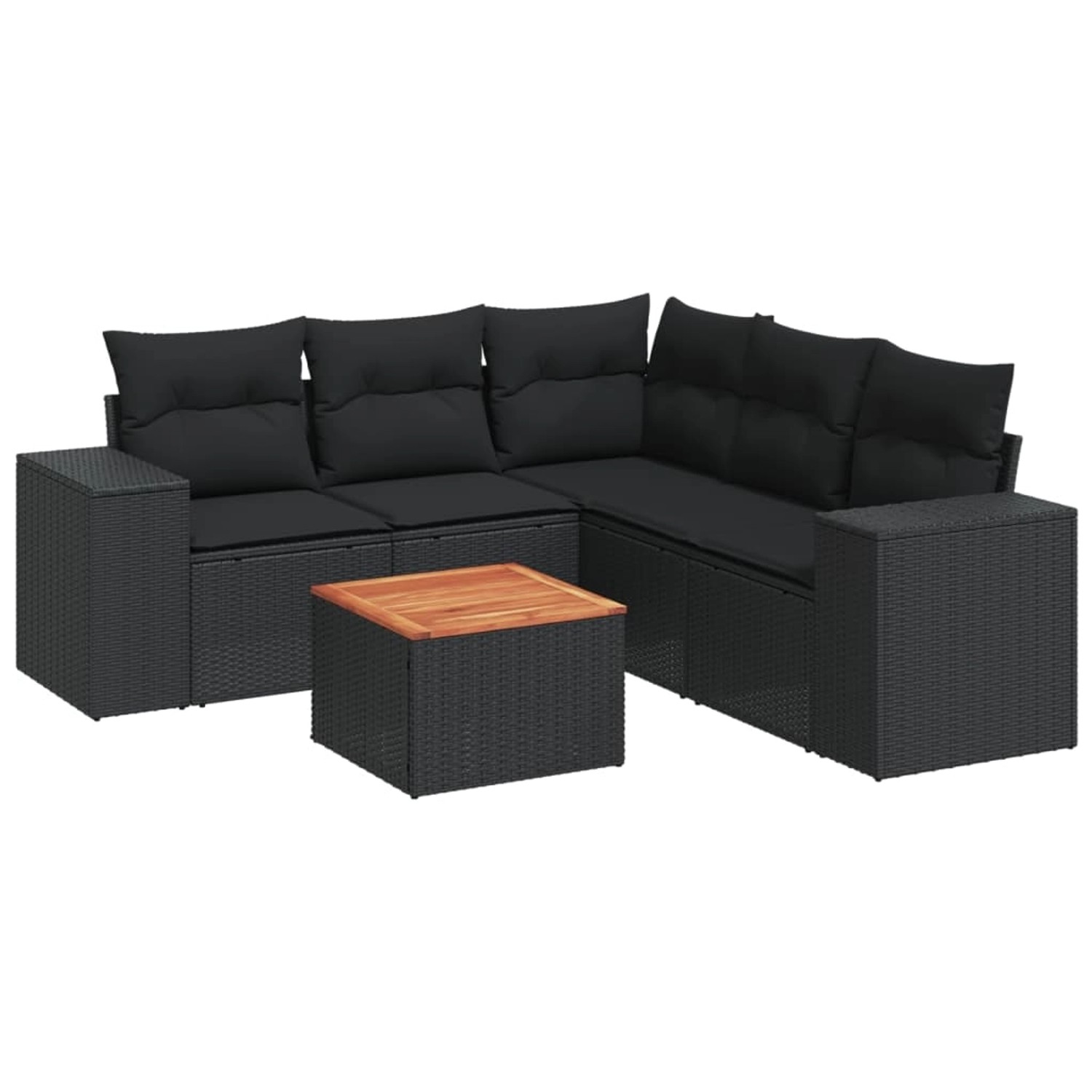 vidaXL 6-Tlg Garten-Sofagarnitur mit Kissen Schwarz Poly Rattan 3257770 günstig online kaufen