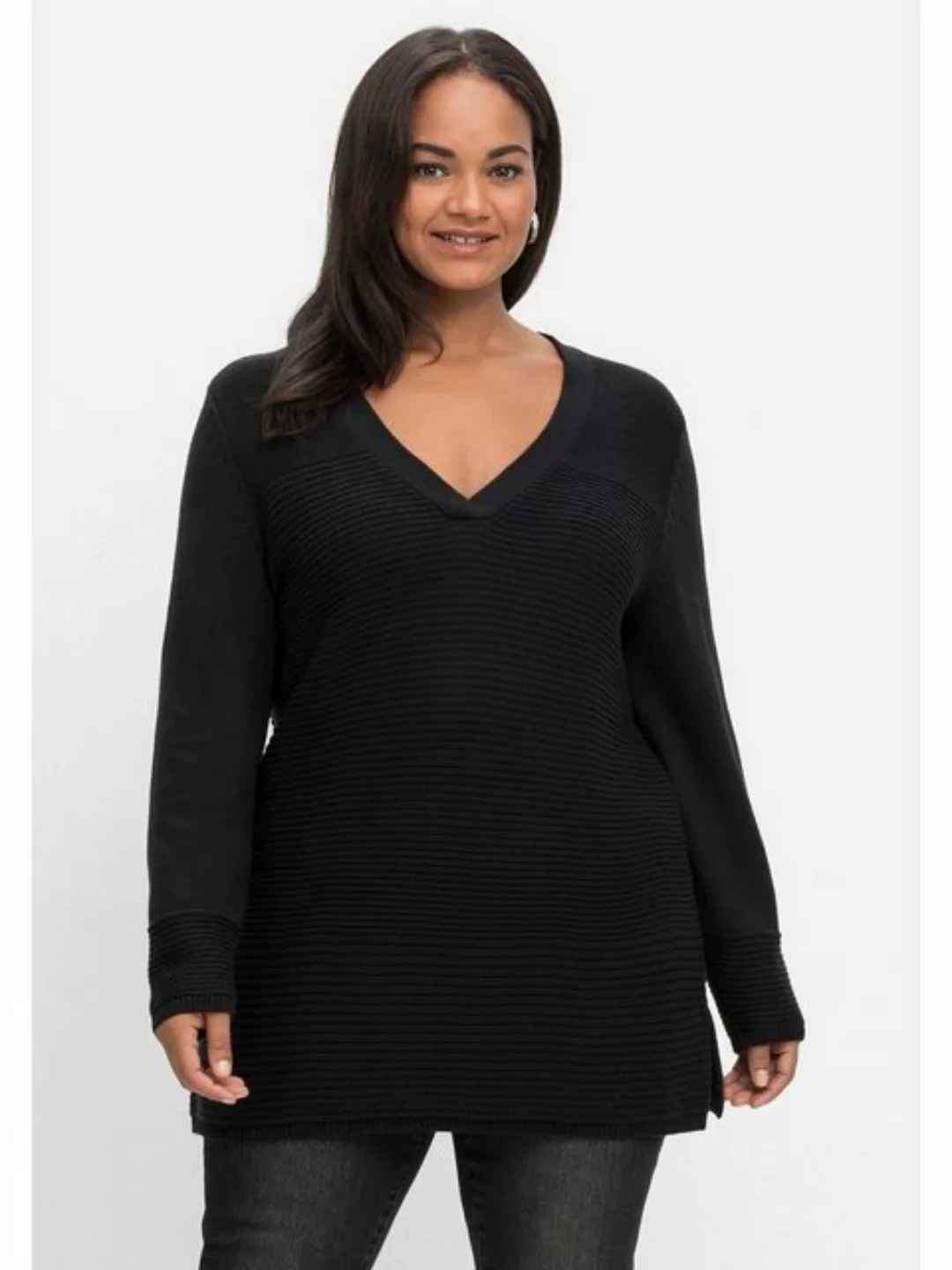 Sheego V-Ausschnitt-Pullover "Große Größen", im Strickmix günstig online kaufen