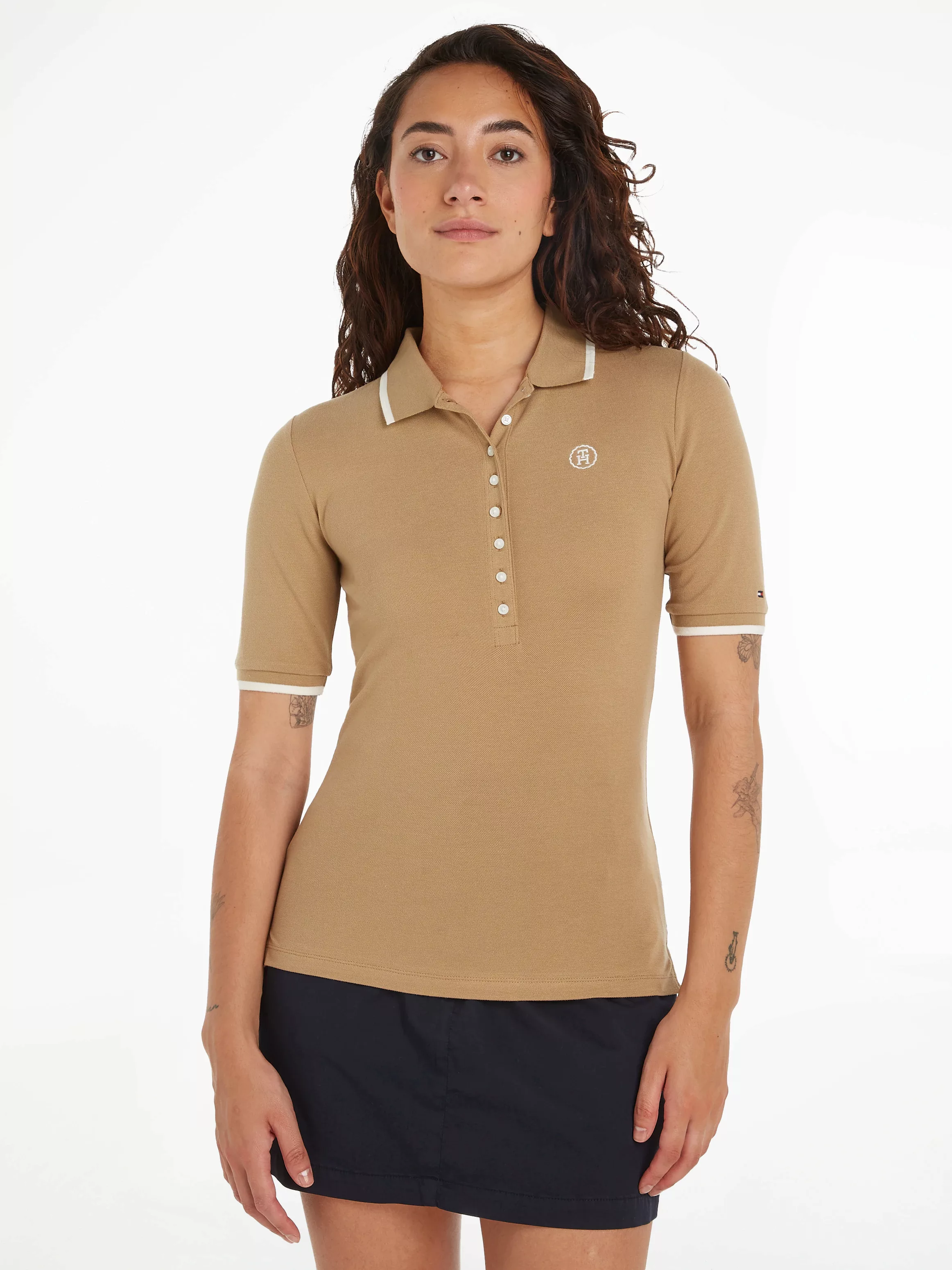 Tommy Hilfiger Poloshirt "SLIM SMD TIPPING LYOCELL POLO SS", mit kontrastfa günstig online kaufen