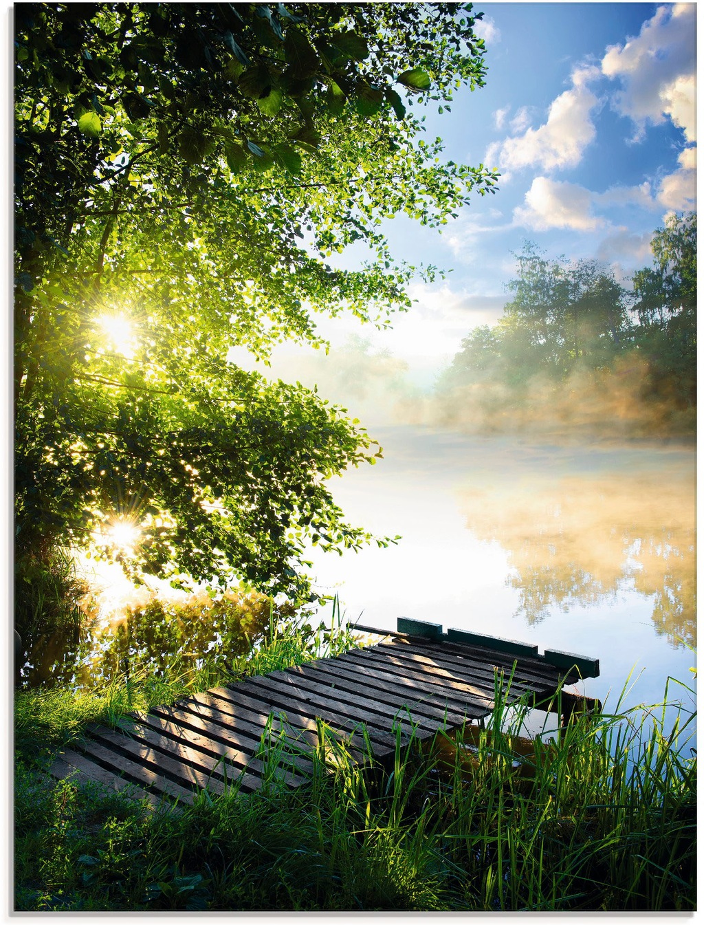 Artland Glasbild "Angelsteg am Morgen", Gewässer, (1 St.), in verschiedenen günstig online kaufen