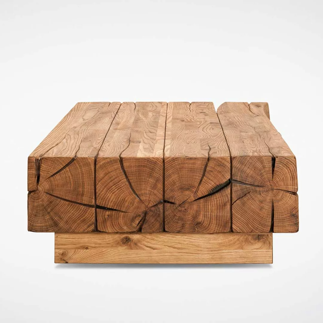 Echtholz Couchtisch aus Eiche Massivholz rustikalen Landhausstil günstig online kaufen