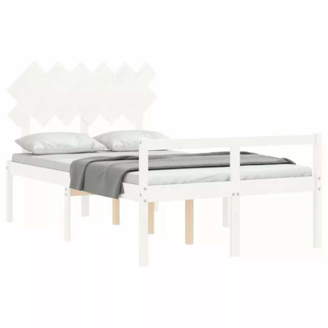 furnicato Bett Seniorenbett mit Kopfteil 120x200 cm Weiß Massivholz (1-tlg) günstig online kaufen