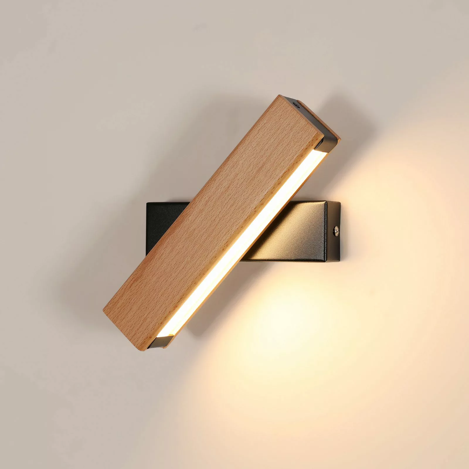 Goeco LED Wandleuchte Massivholz 360° drehbar, günstig online kaufen