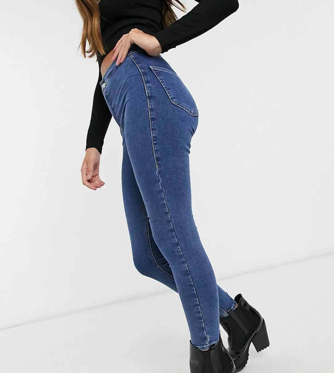Topshop Petite – Joni – Enge Jeans in verwaschenem Mittelblau günstig online kaufen