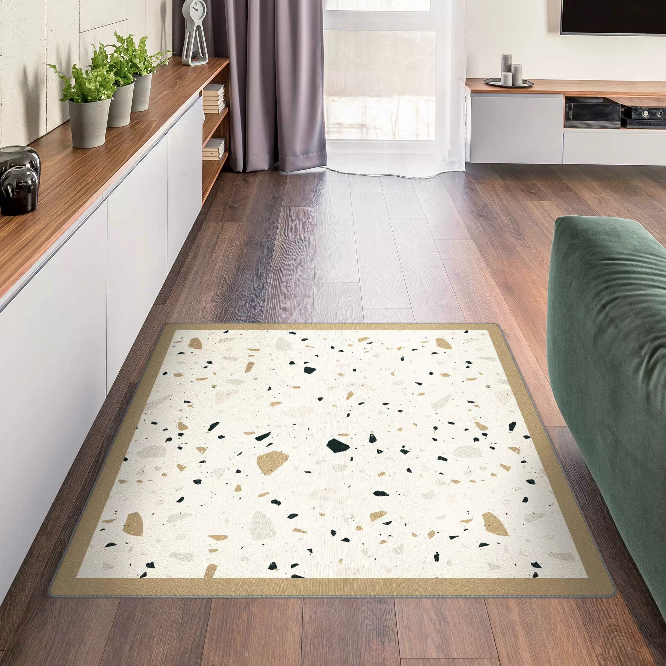 Teppich Detailliertes Terrazzo Muster San Remo mit Rahmen günstig online kaufen
