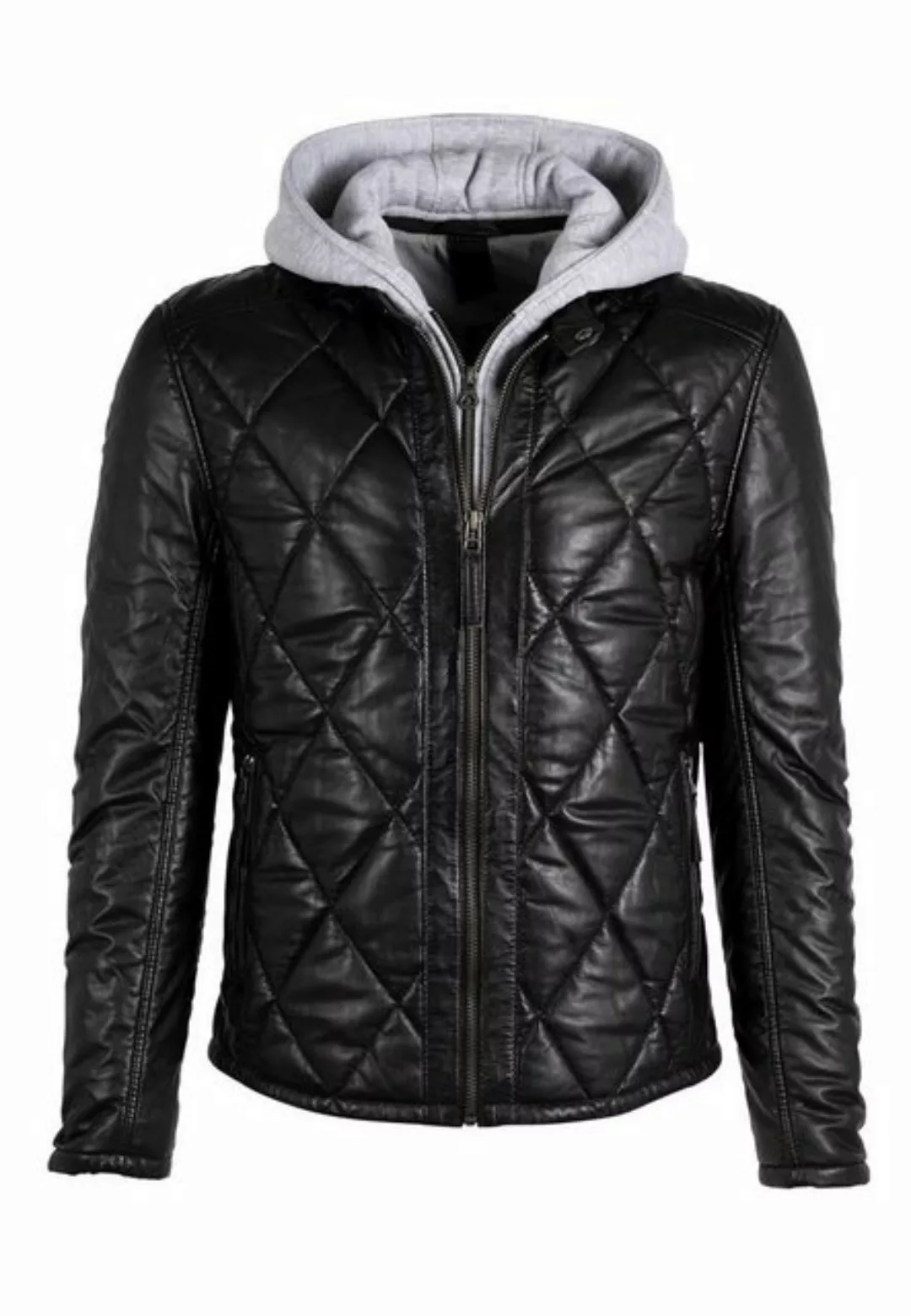 Gipsy Lederjacke GMCabon RF Regular Fit, Abnehmbare Kapuze, Rauten Muster günstig online kaufen