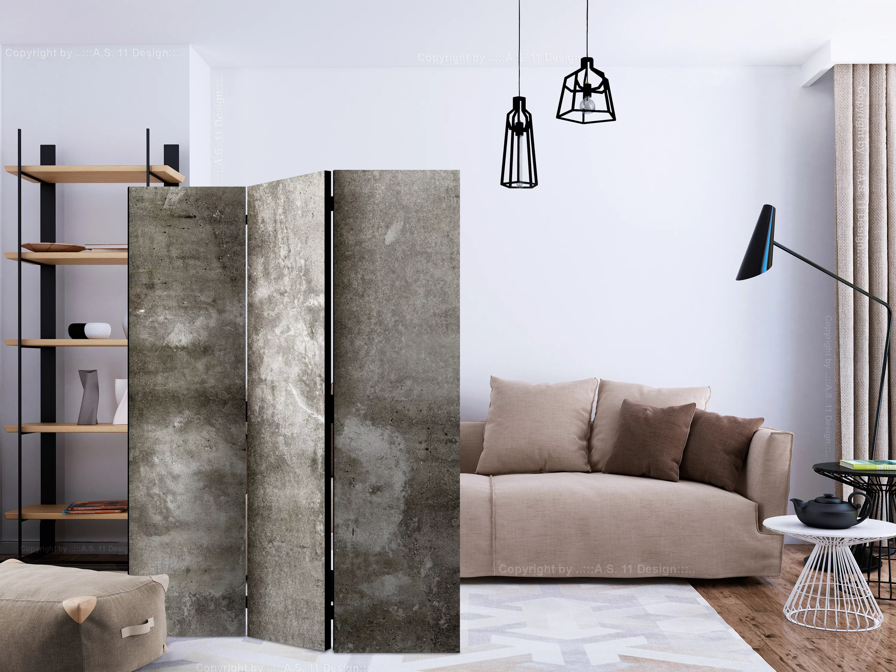 3-teiliges Paravent - Cold Concrete [room Dividers] günstig online kaufen