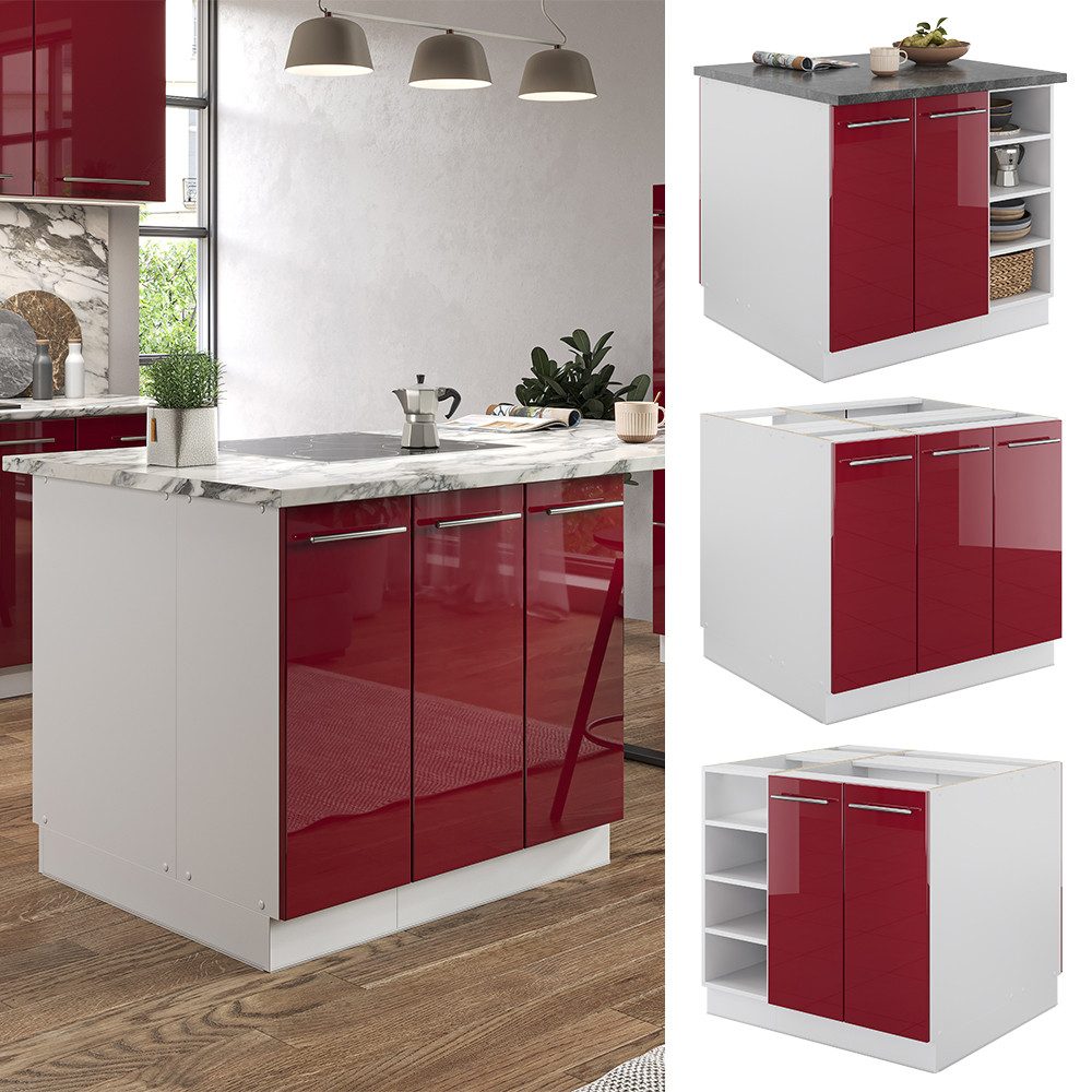 Vicco Unterschrank Fame-Line, Bordeaux Hochglanz/Weiß, 90 günstig online kaufen
