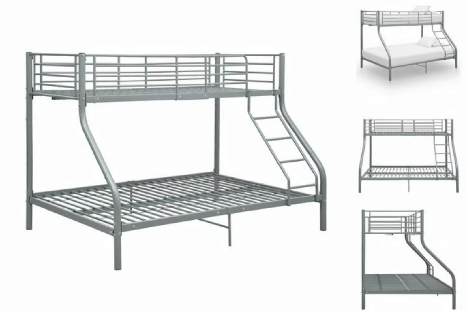 vidaXL Etagenbett Etagenbettgestell Grau Metall 140x200 cm 90x200 cm Einzel günstig online kaufen