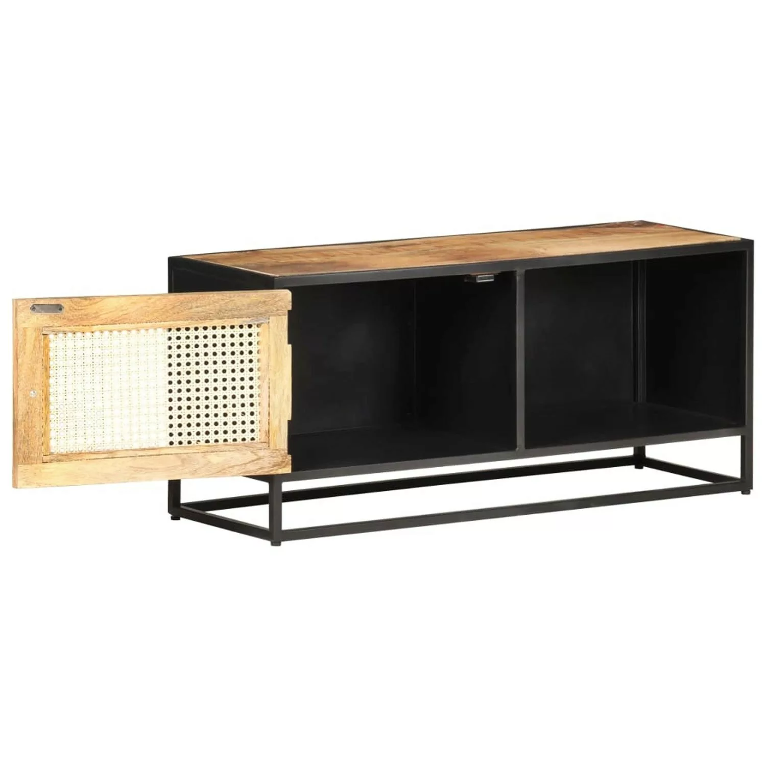 vidaXL TV-Schrank TV-Schrank 90x30x40 cm Raues Mangoholz und Wiener Geflech günstig online kaufen