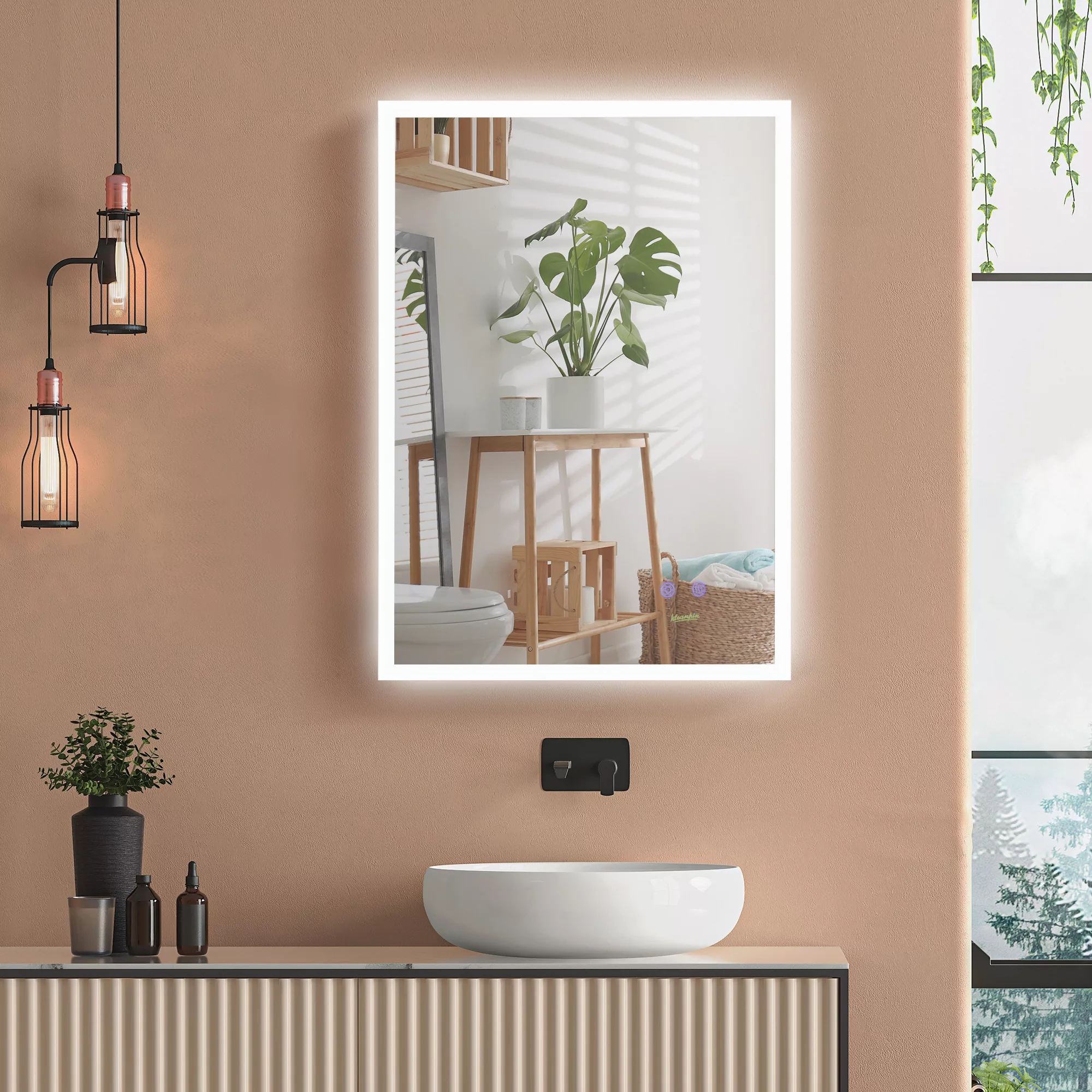 kleankin Wandspiegel  Badezimmerspiegel mit LED-Beleuchtung und Antibeschla günstig online kaufen