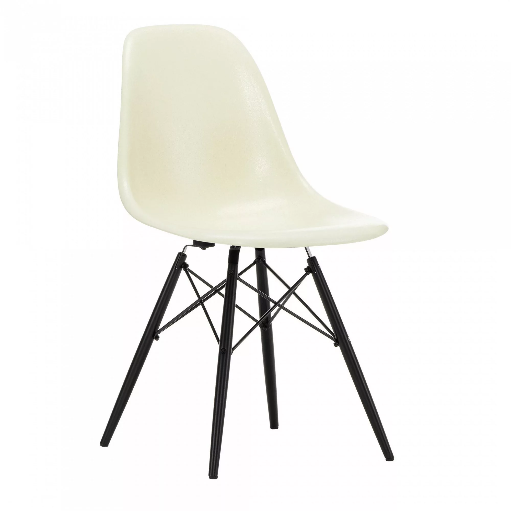 Vitra - Eames Fiberglass Side Chair DSW Ahorn schwarz - Pergament/Sitzschal günstig online kaufen