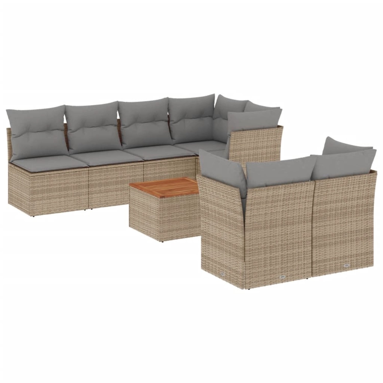vidaXL 8-Tlg Garten-Sofagarnitur mit Kissen Beige Poly Rattan 3255849 günstig online kaufen