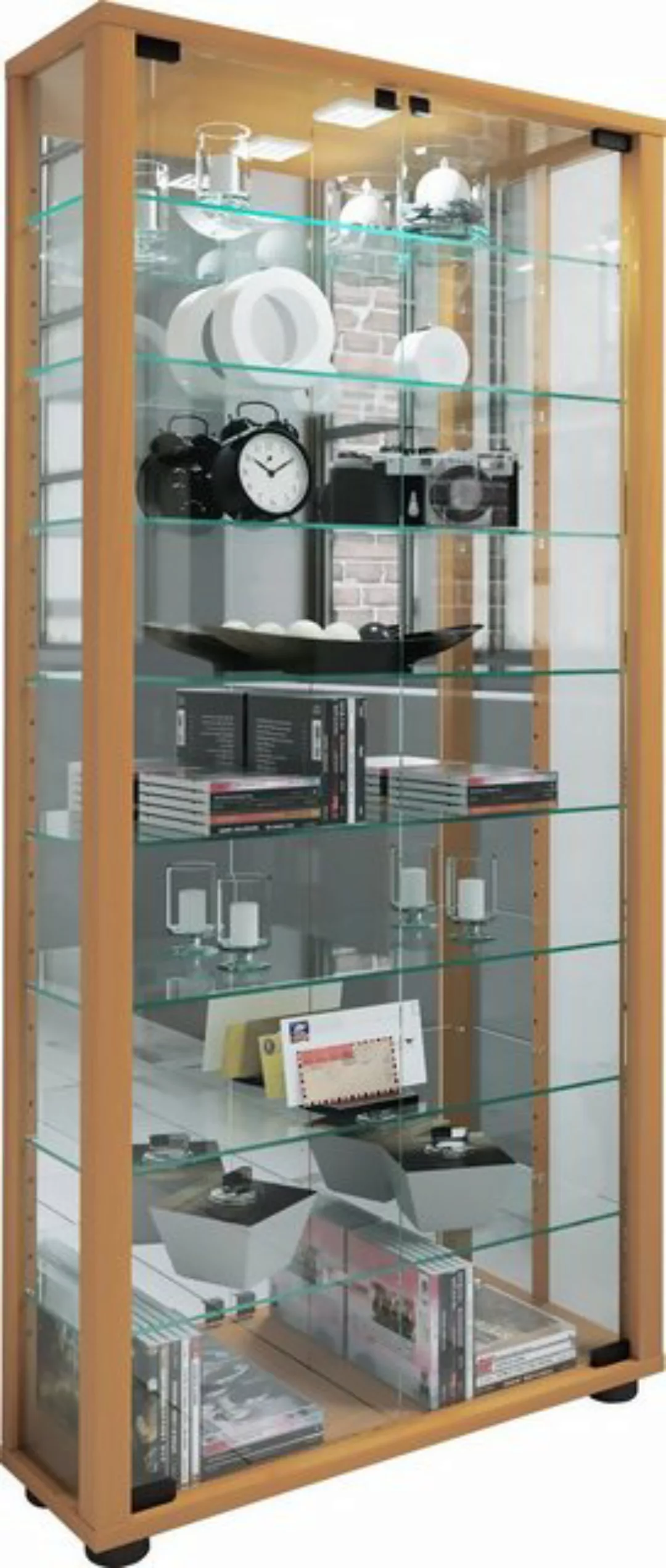 VCM Standvitrine Glas Stand Vitrine Sammelvitrine Lumo Maxi Spiegel günstig online kaufen