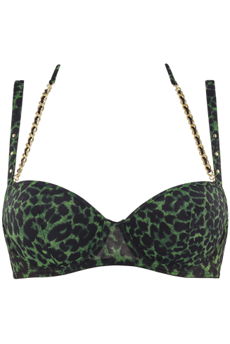 Rhapsody Plunge Balconette Bh | Wired Padded Black Green Leopard günstig online kaufen