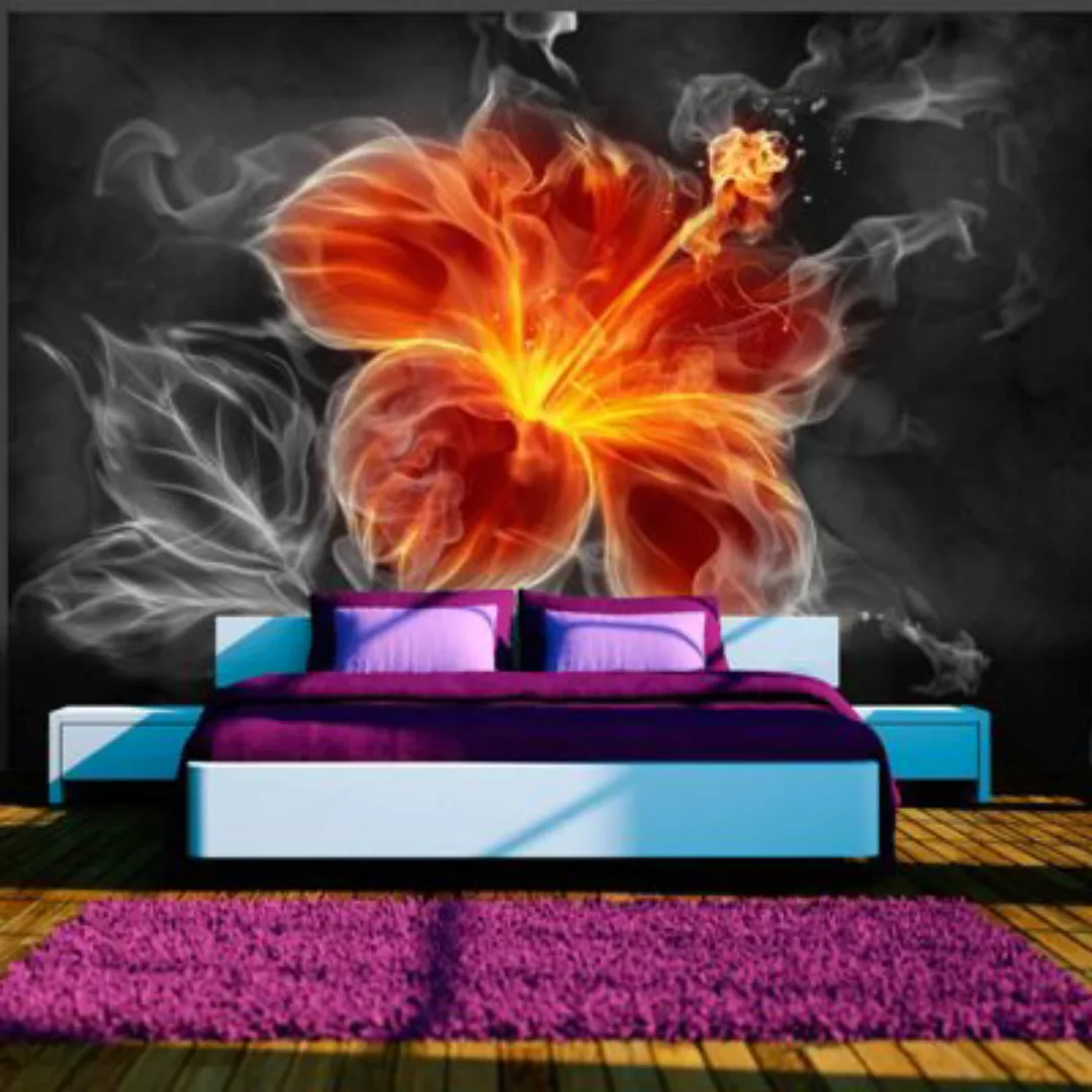 artgeist Fototapete Fiery flower inside the smoke mehrfarbig Gr. 300 x 210 günstig online kaufen